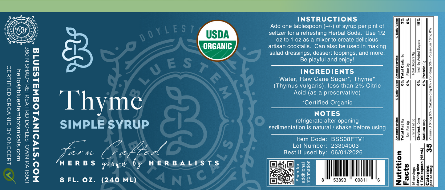 Thyme Simple Syrup - Organic