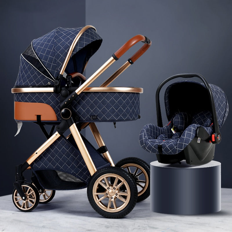 Stylish 3 in 1 Baby Stroller: Newborn Baby Travel System with Portable Pushchair, Baby Cradle, and Infant Carrier