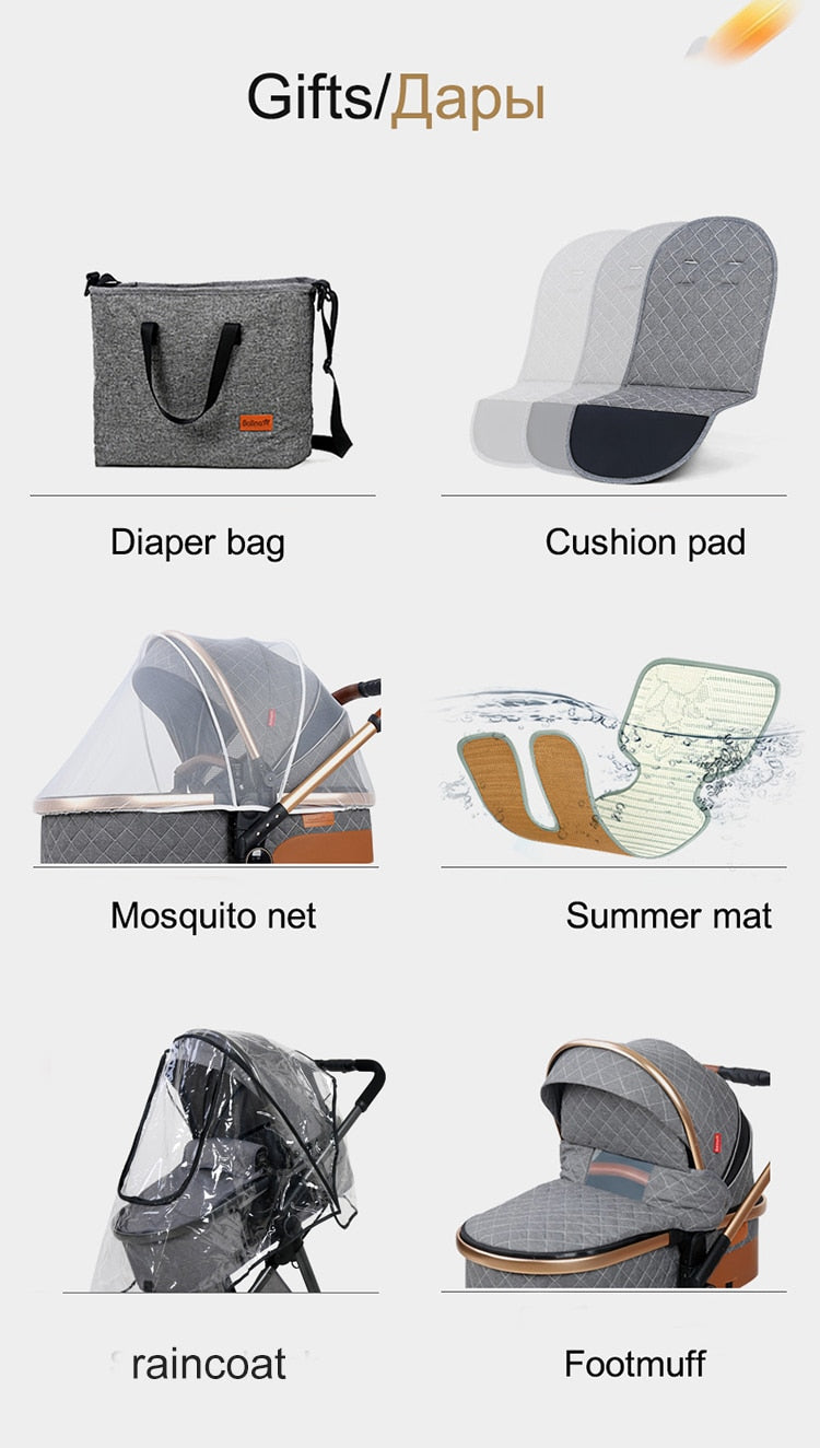 Stylish 3 in 1 Baby Stroller: Newborn Baby Travel System with Portable Pushchair, Baby Cradle, and Infant Carrier