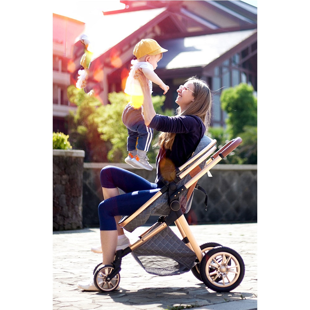 Stylish 3 in 1 Baby Stroller: Newborn Baby Travel System with Portable Pushchair, Baby Cradle, and Infant Carrier