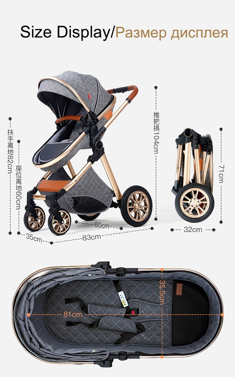 Stylish 3 in 1 Baby Stroller: Newborn Baby Travel System with Portable Pushchair, Baby Cradle, and Infant Carrier