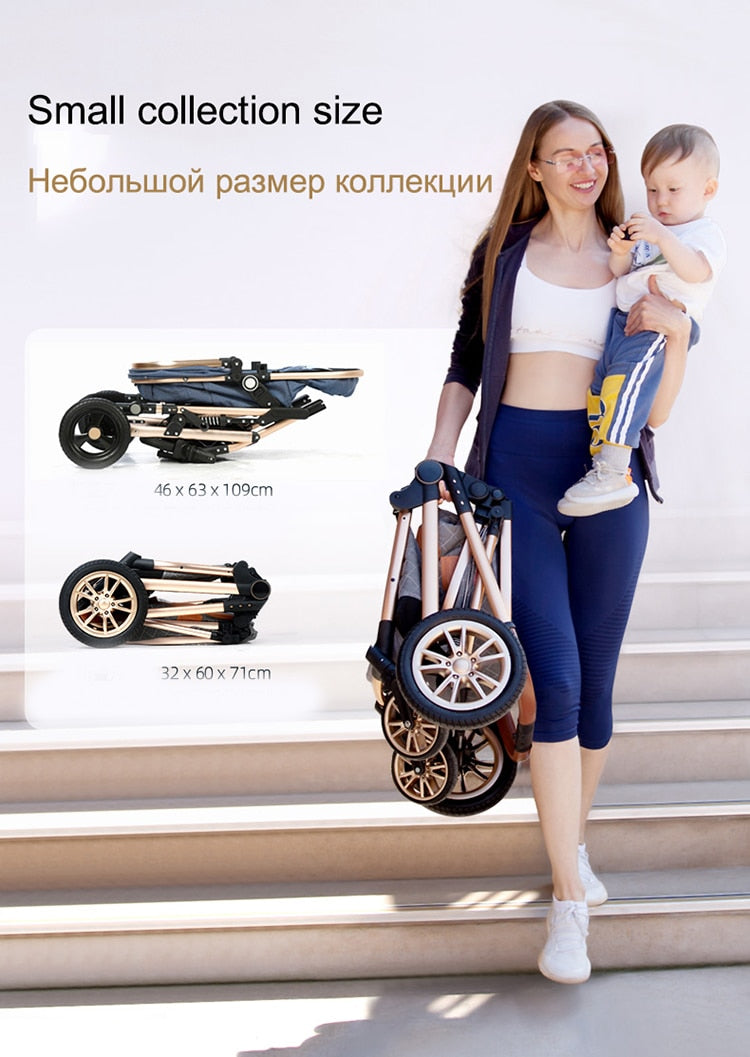 Stylish 3 in 1 Baby Stroller: Newborn Baby Travel System with Portable Pushchair, Baby Cradle, and Infant Carrier