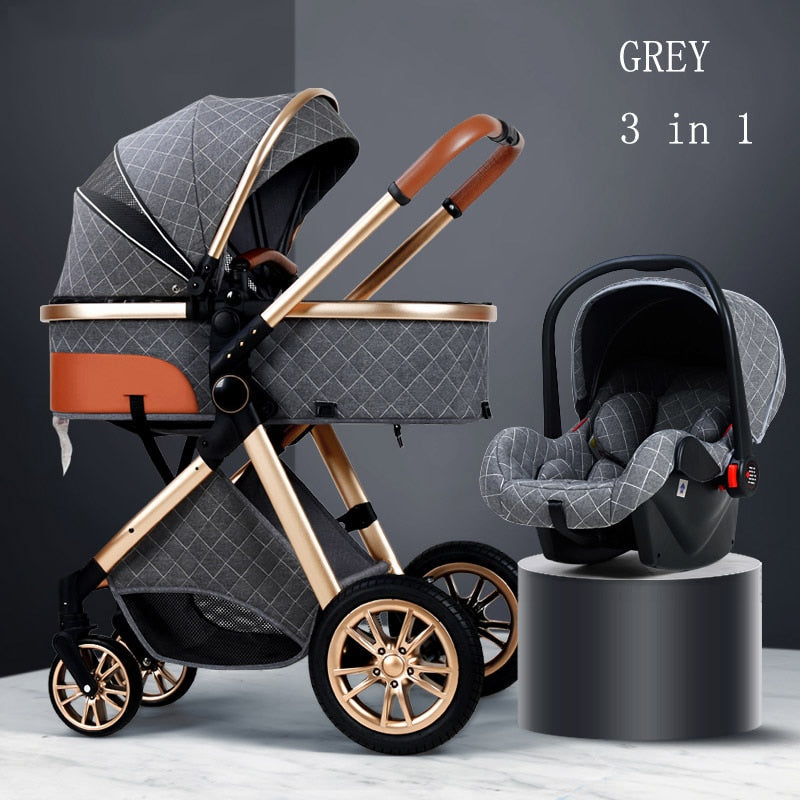 Stylish 3 in 1 Baby Stroller: Newborn Baby Travel System with Portable Pushchair, Baby Cradle, and Infant Carrier