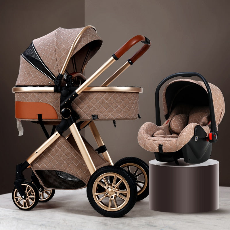 Stylish 3 in 1 Baby Stroller: Newborn Baby Travel System with Portable Pushchair, Baby Cradle, and Infant Carrier