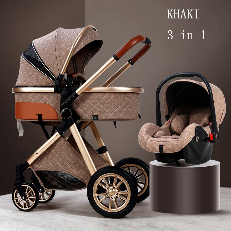 Stylish 3 in 1 Baby Stroller: Newborn Baby Travel System with Portable Pushchair, Baby Cradle, and Infant Carrier