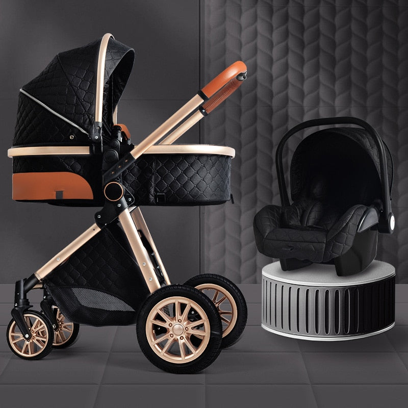 Stylish 3 in 1 Baby Stroller: Newborn Baby Travel System with Portable Pushchair, Baby Cradle, and Infant Carrier