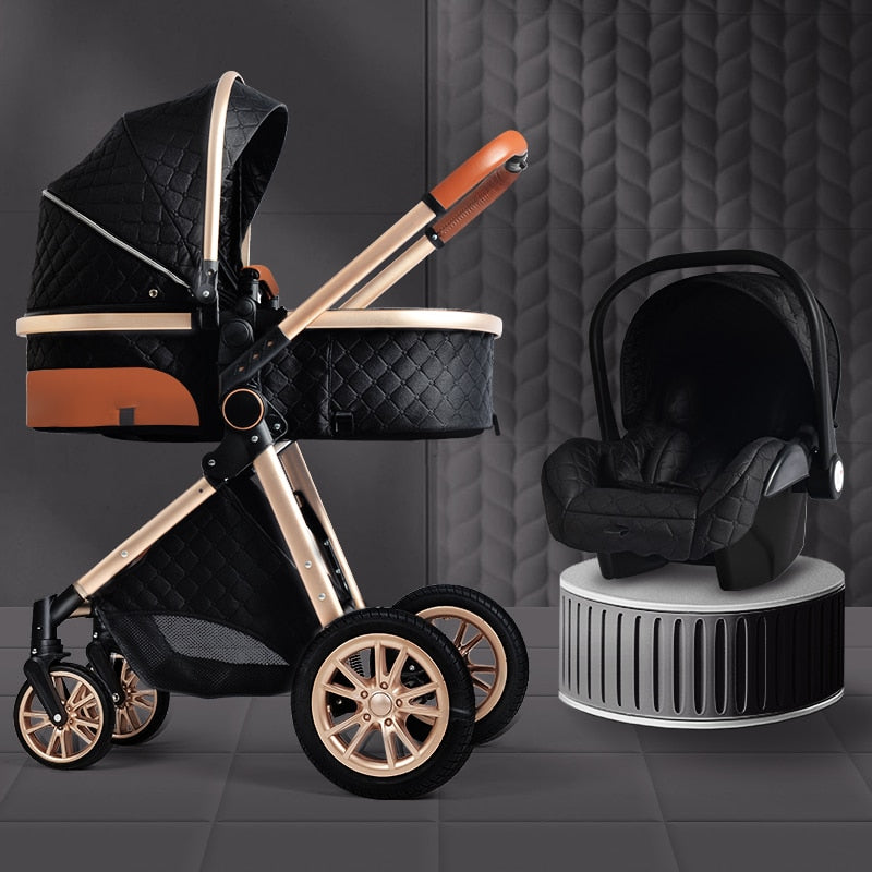 Stylish 3 in 1 Baby Stroller: Newborn Baby Travel System with Portable Pushchair, Baby Cradle, and Infant Carrier