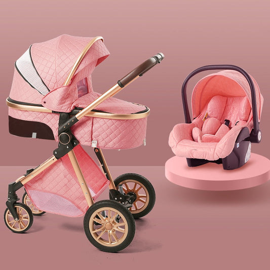 Stylish 3 in 1 Baby Stroller: Newborn Baby Travel System with Portable Pushchair, Baby Cradle, and Infant Carrier