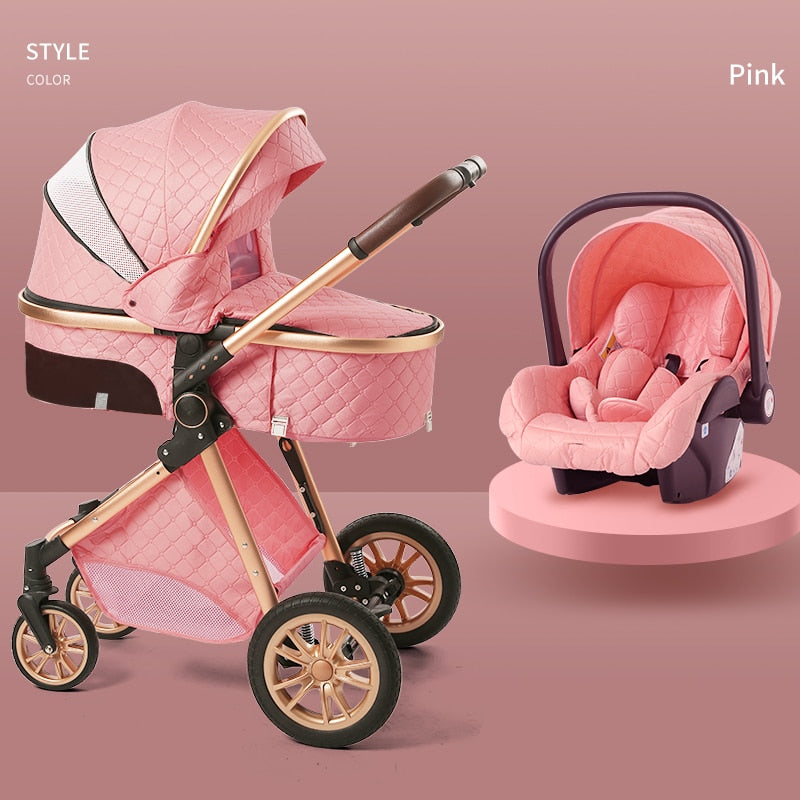 Stylish 3 in 1 Baby Stroller: Newborn Baby Travel System with Portable Pushchair, Baby Cradle, and Infant Carrier