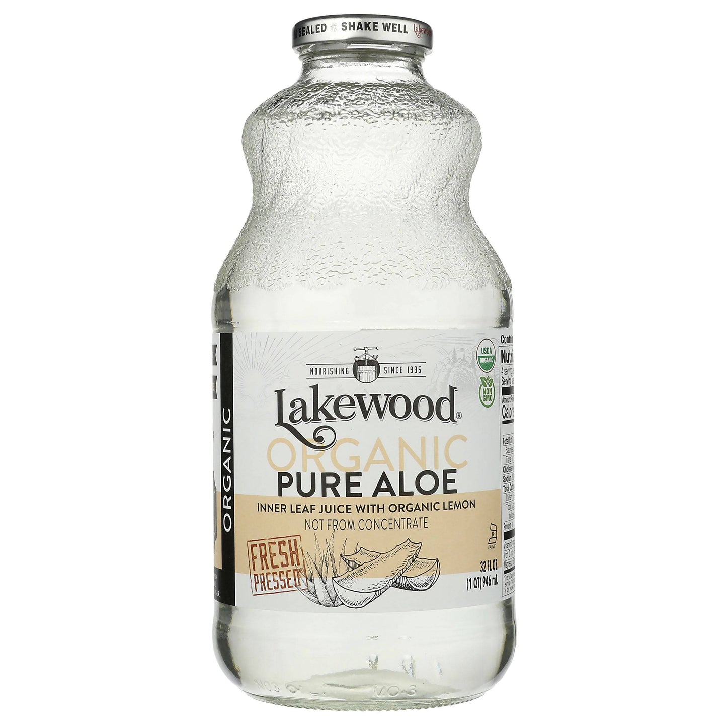 Aloe Juice, Organic, Inner Fillet Juice with Lemon, Lakewood